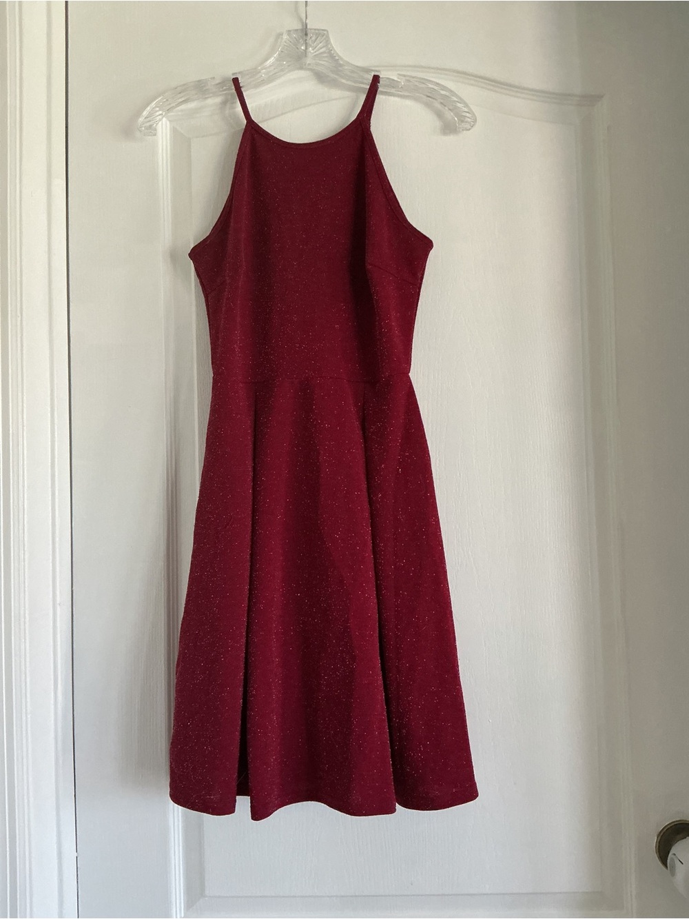 Soprano Sparkle Burgundy Halter-Style Party Dress